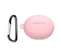 Shockproof Protective Case Soft Silicone Skin Case Cover with Carabiner Storage Shell for Huawei Freebuds 4i Bluetooths Earphone Earbuds Pink