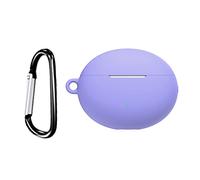 Shockproof Protective Case Soft Silicone Skin Case Cover with Carabiner Storage Shell for Huawei Freebuds 4i Bluetooths Earphone Earbuds Purple