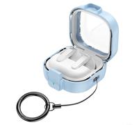 Shockproof Safety Lock ABS Case with Keychain for Samsung for GALAXY Buds 4/Buds 4 Pro, Full Body Protective Hard Shell for Travel and Daily Use, White(Light blue)