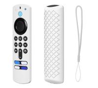 Shockproof silicone case designed for Fire TV Stick4K Voice Remote with secure anti slip grip and precise cutouts for ports and buttons (White)