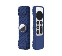 Shockproof Silicone Cover Case Shell for Apple 4K TV Siri Remote AirTag Non-Slip Remote Anti Slip Silicone Remote Cover Case (Blue)