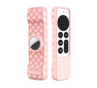 Shockproof Silicone Cover Case Shell for Apple 4K TV Siri Remote AirTag Non-Slip Remote Anti Slip Silicone Remote Cover Case (Pink)