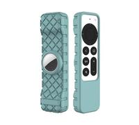 Shockproof Silicone Cover Case Shell for Apple 4K TV Siri Remote AirTag Non-Slip Remote Anti Slip Silicone Remote Cover Case (Green)
