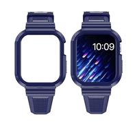 Shockproof Sport Bands with Case Compatible with Watch Ultra 2 1 49mm Rugged Breathable TPU Strap Bands Applicable for iWatch Ultra 2 1 (Blue)