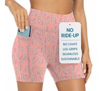 ShocSox Women’s Running Compression Shorts - 5" No-Ride-Up with Leg Grippers, Pockets, Quick-Dry, High-Rise Waist, Peaches, XL