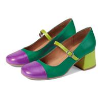 SHODENSE Women Rainbow Pumps Low Chunky Heel Mary Jane Shoes Square Cap Toe Ankle Strap Dress Pumps Two-Toned Mid Block Heel Mary Janes Lolita Shoes Multicolor Patchwork Wedding Office Party 4-11 M US