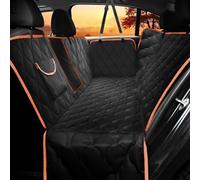 Shodu Waterproof Dog Car Seat Cover, Black with Orange Trim, Universal Size Back Seat Protector with Mesh Window, Storage Pocket, Side Flaps for Car, Truck, SUV