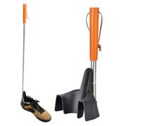 Shoe Aid Device for Elderly People - Stainless Steel, Wood 9.5~31 Inch | Shoe Funnel with Extended Base, Telescopic Adjustable Portable Shoe Horn with Long Metal Handle | Seniors Men F