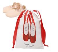 Shoe Bag - Bag - Waterproof Drawstring Bag - Satin Dance Shoe Bag with Drawstring Lightweight Satin Organiser Dustproof for Ballet Accessories When Travelling in the Gym or Behind the Stage, red, see