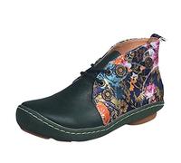Shoe Bag for Flat Lace-up Floral Print Short Booties Round Toe Shoes Black Knee High, Green, 40