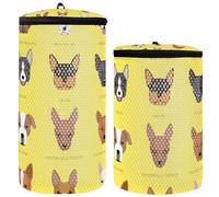 Shoe Bag for Washing Machine Gym Shoe Bag Washing Bag 2 Pieces Laundry Bag Shoe Bag Cute Dog Faces Cartoon Samoyed Yellow, Multi, 1 Size, Modern, Multicolor.,One Size, Modern, Multicoloured., One