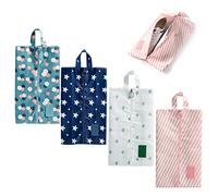 Shoe Bag Organizer 4-Piece Set - Dustproof Travel Shoe Bags with Handle, White, 20 x 34 cm, Universal Travel Adapter