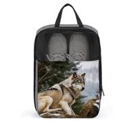 Shoe Bag, Snow Mountain Wild Wolf Printed Shoe Bag,storage Hanging Shoe Bag,bath Towel Storage Bag, grey, One Size, Stylish