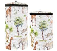 Shoe Bag, Washing Machine Bag, Pack of 2 Mesh Laundry Bags for Shoes, Washing Machine, Wildlife, Giraffe, Elephant, Cheetah, Antelope, Multi, 1 Size, multi-coloured, 1 size, modern