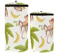 Shoe Bag Washing Machine Sneakers Washing Machine Bag Set of 2 Laundry Bag Shoes Shoes Cleaning Bag Seamless Pattern Monkey Palm Tropical, Multi, One Size, Modern