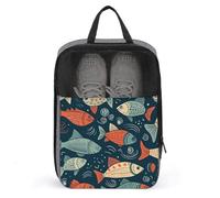 Shoe Bags for Men Women Animation Style Fish Shoe Pouch with Zipper Breathable Golf Shoe Bag for Travel Outside Shoe Storage Organizer for Sport Business Trip Gym, gray, 9.4x3.9x13.7 inch, Shoes Bag