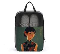 Shoe Bags for Men Women Asian Women Style Shoe Pouch with Zipper Breathable Golf Shoe Bag for Travel Outside Shoe Storage Organizer for Sport Business Trip Gym, gray, 9.4x3.9x13.7 inch, Shoes Bag