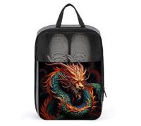 Shoe Bags for Men Women Chinese Dragon Shoe Pouch with Zipper Breathable Golf Shoe Bag for Travel Outside Shoe Storage Organizer for Sport Business Trip Gym, gray, 9.4x3.9x13.7 inch, Shoes Bag