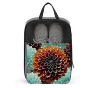Shoe Bags for Men Women Dahlia Flower Shoe Pouch with Zipper Breathable Golf Shoe Bag for Travel Outside Shoe Storage Organizer for Sport Business Trip Gym, gray, 9.4x3.9x13.7 inch, Shoes Bag