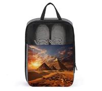 Shoe Bags for Men Women Egyptian Pyramids Shoe Pouch with Zipper Breathable Golf Shoe Bag for Travel Outside Shoe Storage Organizer for Sport Business Trip Gym, gray, 9.4x3.9x13.7 inch, Shoes Bag