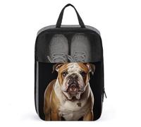 Shoe Bags for Men Women English-Bulldog Shoe Pouch with Zipper Breathable Golf Shoe Bag for Travel Outside Shoe Storage Organizer for Sport Business Trip Gym, gray, 9.4x3.9x13.7 inch, Shoes Bag
