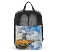 Shoe Bags for Men Women Green Landscape Painting Shoe Pouch with Zipper Breathable Golf Shoe Bag for Travel Outside Shoe Storage Organizer for Sport Business Trip Gym, gray, 9.4x3.9x13.7 inch, Shoes