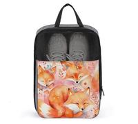 Shoe Bags for Men Women Little Fox Animal Shoe Pouch with Zipper Breathable Golf Shoe Bag for Travel Outside Shoe Storage Organizer for Sport Business Trip Gym, gray, 9.4x3.9x13.7 inch, Shoes Bag