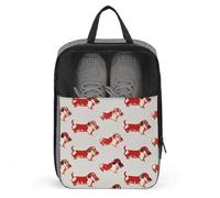Shoe Bags for Men Women Lovely Romantic Dachshunds Shoe Pouch with Zipper Breathable Golf Shoe Bag for Travel Outside Shoe Storage Organizer for Sport Business Trip Gym, gray, 9.4x3.9x13.7 inch, Shoes