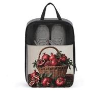 Shoe Bags for Men Women Pomegranates in Basket Shoe Pouch with Zipper Breathable Golf Shoe Bag for Travel Outside Shoe Storage Organizer for Sport Business Trip Gym, gray, 9.4x3.9x13.7 inch, Shoes Bag