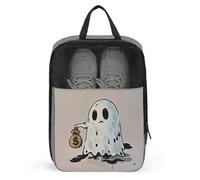 Shoe Bags for Men Women Poor Ghost Shoe Pouch with Zipper Breathable Golf Shoe Bag for Travel Outside Shoe Storage Organizer for Sport Business Trip Gym, gray, 9.4x3.9x13.7 inch, Shoes Bag