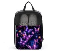 Shoe Bags for Men Women Purple Cute Butterfly Print Shoe Pouch with Zipper Breathable Golf Shoe Bag for Travel Outside Shoe Storage Organizer for Sport Business Trip Gym, gray, 9.4x3.9x13.7 inch,