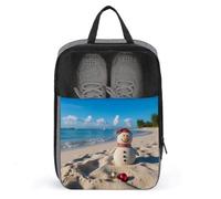 Shoe Bags for Men Women Sand Snowman On Beach Shoe Pouch with Zipper Breathable Golf Shoe Bag for Travel Outside Shoe Storage Organizer for Sport Business Trip Gym, gray, 9.4x3.9x13.7 inch, Shoes Bag