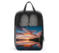 Shoe Bags for Men Women Sunset Landscape Shoe Pouch with Zipper Breathable Golf Shoe Bag for Travel Outside Shoe Storage Organizer for Sport Business Trip Gym, gray, 9.4x3.9x13.7 inch, Shoes Bag