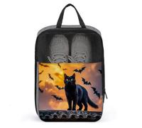 Shoe Bags for Men Women The Black Cat Is Pacing on The Roof Shoe Pouch with Zipper Breathable Golf Shoe Bag for Travel Outside Shoe Storage Organizer for Sport Business Trip Gym, gray, 9.4x3.9x13.7