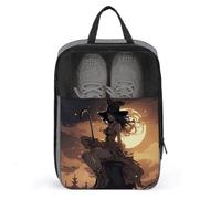 Shoe Bags for Men Women Witch Riding A Broom Shoe Pouch with Zipper Breathable Golf Shoe Bag for Travel Outside Shoe Storage Organizer for Sport Business Trip Gym, gray, 9.4x3.9x13.7 inch, Shoes Bag