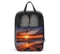 Shoe Bags for Travel, Beach Sunrise Printed Shoe Case for Travel Travel Shoe Bag Waterproof Portable Organizer Sneaker Travel Bag for Women Men, Beach Sunrise, One Size, Floral