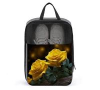 Shoe Bags for Travel Beautiful Yellow Roses Shoe Pouch with Zipper Breathable Golf Shoe Bag for Men Women Outside Shoe Storage Organizer for Sport Business Trip Gym, gray, 9.4 x 3.9 x 13.7inches, Shoe