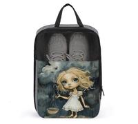 Shoe Bags for Travel, Blonde Girl with Big Eyes Printed Shoe Case for Travel Travel Shoe Bag Waterproof Portable Organizer Sneaker Travel Bag for Women Men, Blonde Girl with Big Eyes, One Size, Floral