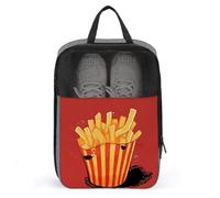 Shoe Bags for Travel Cartoon French Fries Shoe Pouch with Zipper Breathable Golf Shoe Bag for Men Women Outside Shoe Storage Organizer for Sport Business Trip Gym, gray, 9.4 x 3.9 x 13.7inches, Shoe