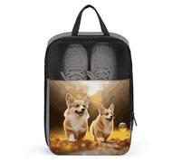 Shoe Bags for Travel Cute Corgi Dog Shoe Pouch with Zipper Breathable Golf Shoe Bag for Men Women Outside Shoe Storage Organizer for Sport Business Trip Gym, gray, 9.4 x 3.9 x 13.7inches, Shoe Bags