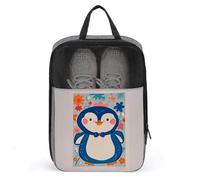 Shoe Bags for Travel Cute Penguin Prints Shoe Pouch with Zipper Breathable Golf Shoe Bag for Men Women Outside Shoe Storage Organizer for Sport Business Trip Gym, gray, 9.4 x 3.9 x 13.7inches, Shoe