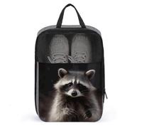 Shoe Bags for Travel Cute Raccoon Shoe Pouch with Zipper Breathable Golf Shoe Bag for Men Women Outside Shoe Storage Organizer for Sport Business Trip Gym, gray, 9.4 x 3.9 x 13.7inches, Shoe Bags
