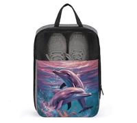 Shoe Bags for Travel Dolphins Art Shoe Pouch with Zipper Breathable Golf Shoe Bag for Men Women Outside Shoe Storage Organizer for Sport Business Trip Gym, gray, 9.4 x 3.9 x 13.7inches, Shoe Bags
