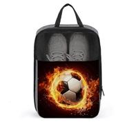 Shoe Bags for Travel Fire Soccer Ball Shoe Pouch with Zipper Breathable Golf Shoe Bag for Men Women Outside Shoe Storage Organizer for Sport Business Trip Gym, gray, 9.4 x 3.9 x 13.7inches, Shoe Bags