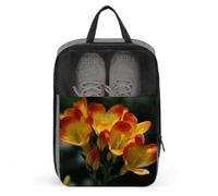 Shoe Bags for Travel Freesia Beautiful Plant Flower Shoe Pouch with Zipper Breathable Golf Shoe Bag for Men Women Outside Shoe Storage Organizer for Sport Business Trip Gym, gray, 9.4 x 3.9 x