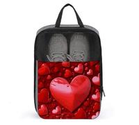 Shoe Bags for Travel Hearts Love Shoe Pouch with Zipper Breathable Golf Shoe Bag for Men Women Outside Shoe Storage Organizer for Sport Business Trip Gym, gray, 9.4 x 3.9 x 13.7inches, Shoe Bags