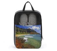 Shoe Bags for Travel Kauai Hawaii Seashore Shoe Pouch with Zipper Breathable Golf Shoe Bag for Men Women Outside Shoe Storage Organizer for Sport Business Trip Gym, gray, 9.4 x 3.9 x 13.7inches, Shoe