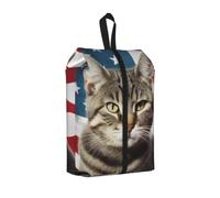 Shoe Bags For Travel Large Waterproof Travel Shoe Bag With Handle, 1 Pc | Zipper Shoe Storage Bag For Women Men Portable Shoe Pouch Boots Organizer American Cat Usa Flag Travel Essentials