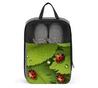 Shoe Bags for Travel Leaves And Ladybugs Shoe Pouch with Zipper Breathable Golf Shoe Bag for Men Women Outside Shoe Storage Organizer for Sport Business Trip Gym, gray, 9.4 x 3.9 x 13.7inches, Shoe