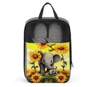 Shoe Bags for Travel, Mother And Baby Elephant Sunflowers Printed Shoe Case for Travel Travel Shoe Bag Waterproof Portable Organizer Sneaker Travel Bag for Women Men, mother and baby elephant